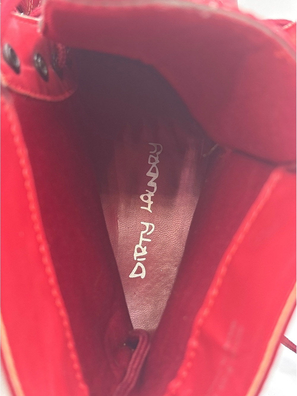 Dirty laundry Red Lace-Up Combat Boots with Brown Sole, Size 8 - Picture 9 of 9